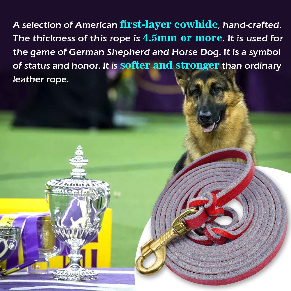 SOCHII Correa de cuero para perro para entrenamiento de mascotas, correa para correr para perros medianos y grandes, pastor alemán K9, 1,5 m/2,5 m de largo, marrón, 1,5 m