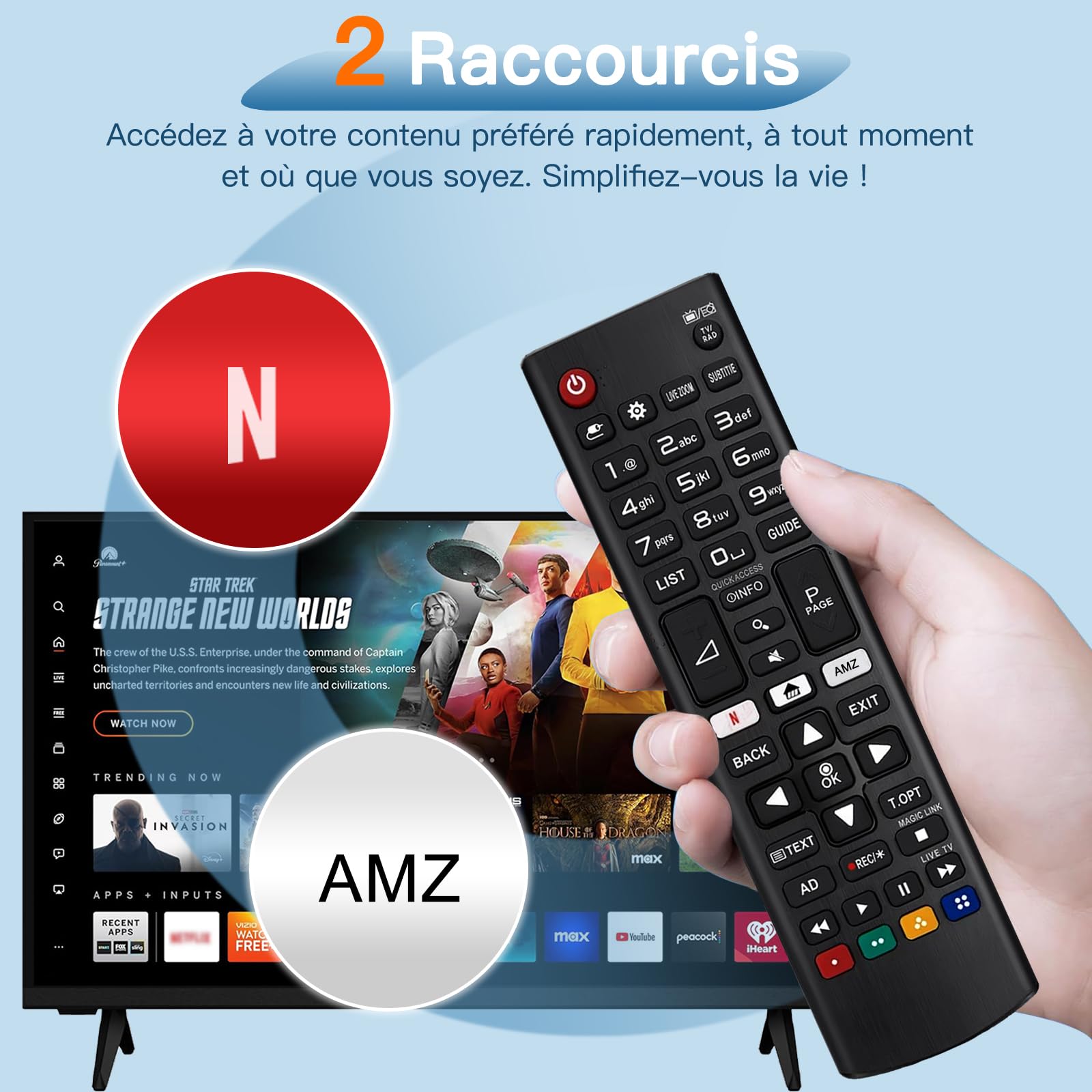 LG AKB75095308 Télécommande Universelle Compatible Tous Téléviseurs LG Smart TV LCD LED 4K 8K Netflix