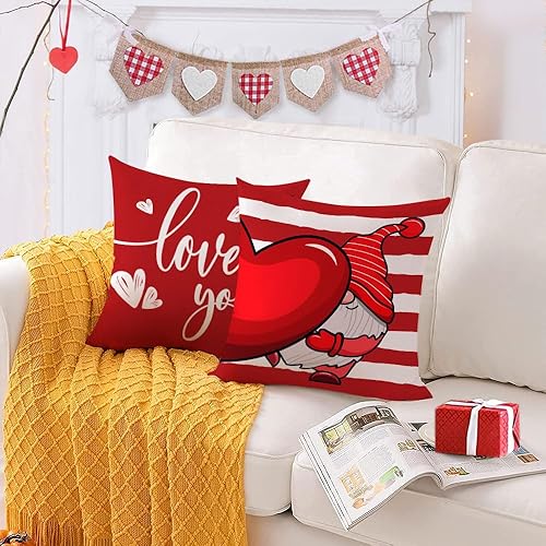 Miniatura 9 de Juego de 4 fundas de almohada para el Día de San Valentín de 24 x 24 pulgadas, fundas de almohada de terciopelo para decoración de sofá al aire