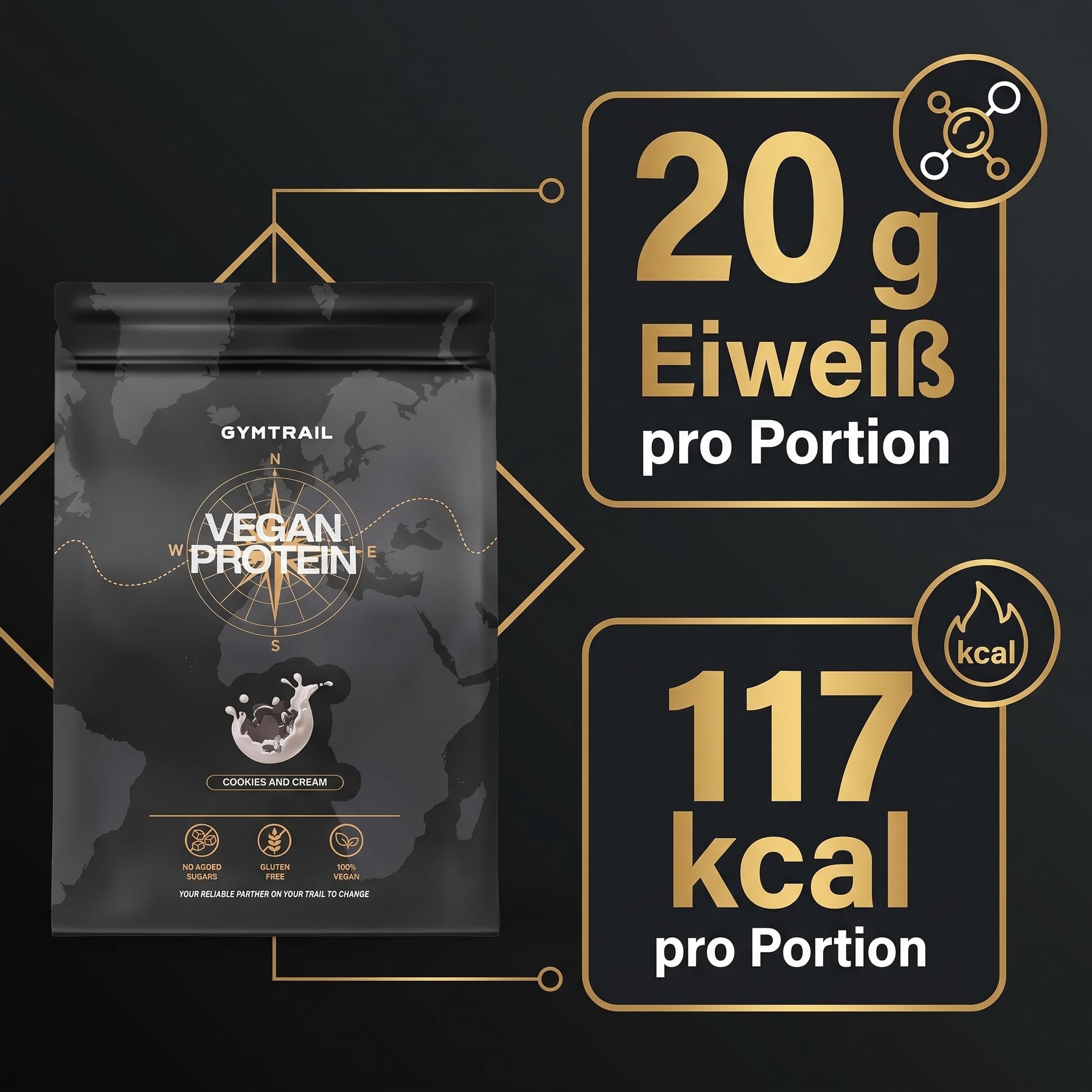 Veganes Eiweißpulver aus Erbsenprotein | Pflanzliches Protein-Pulver mit essenziellen Aminosäuren | Ohne Soja und Süßungsmittel mit Birkenzucker