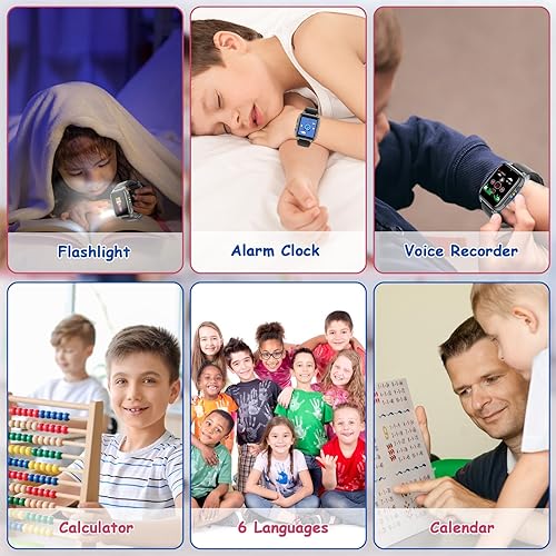 Miniatura 7 de Reloj inteligente de 1.69 pulgadas para niños de 4 a 12 años, 26 juegos de rompecabezas, cámara HD, reproductor de música de video, podómetro,