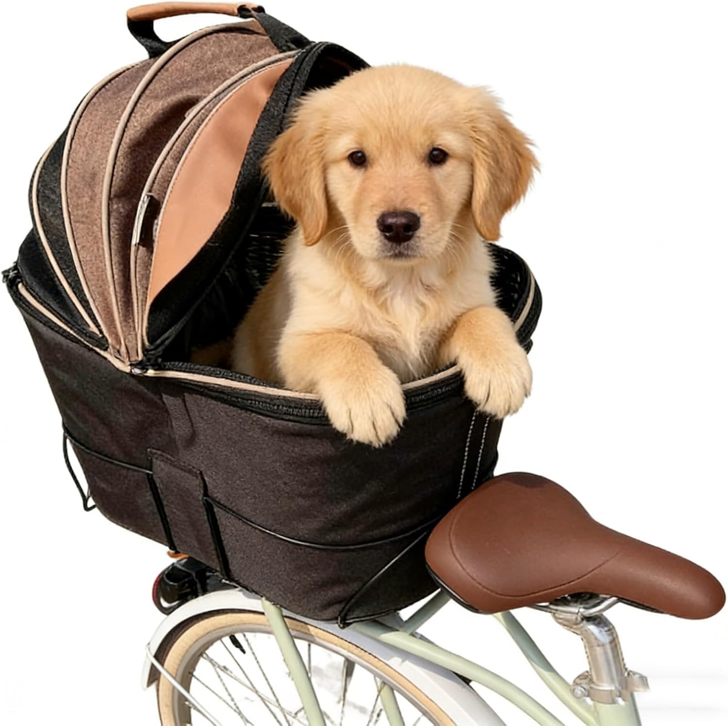 Dog Bike Carrier for Bicycle Rear Seat, Foldable Dog Bike Basket Bag with 360° Breathable Mesh, Portable Dog Carrier Bag for Small Medium Dogs Cats