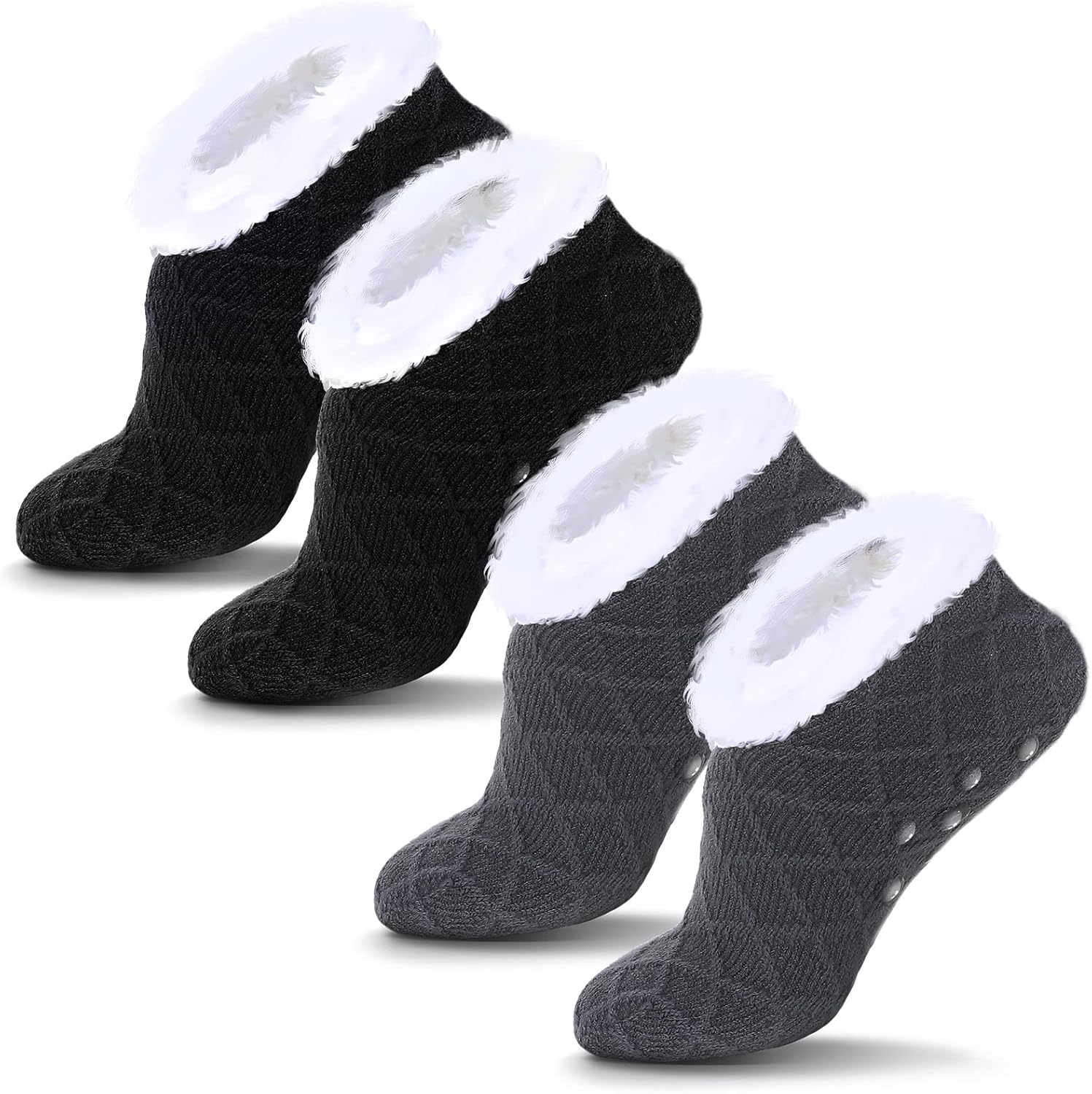 Satinior 2 Pairs Slipper Socks Knitted Non Slip Socks Suitable for Uk