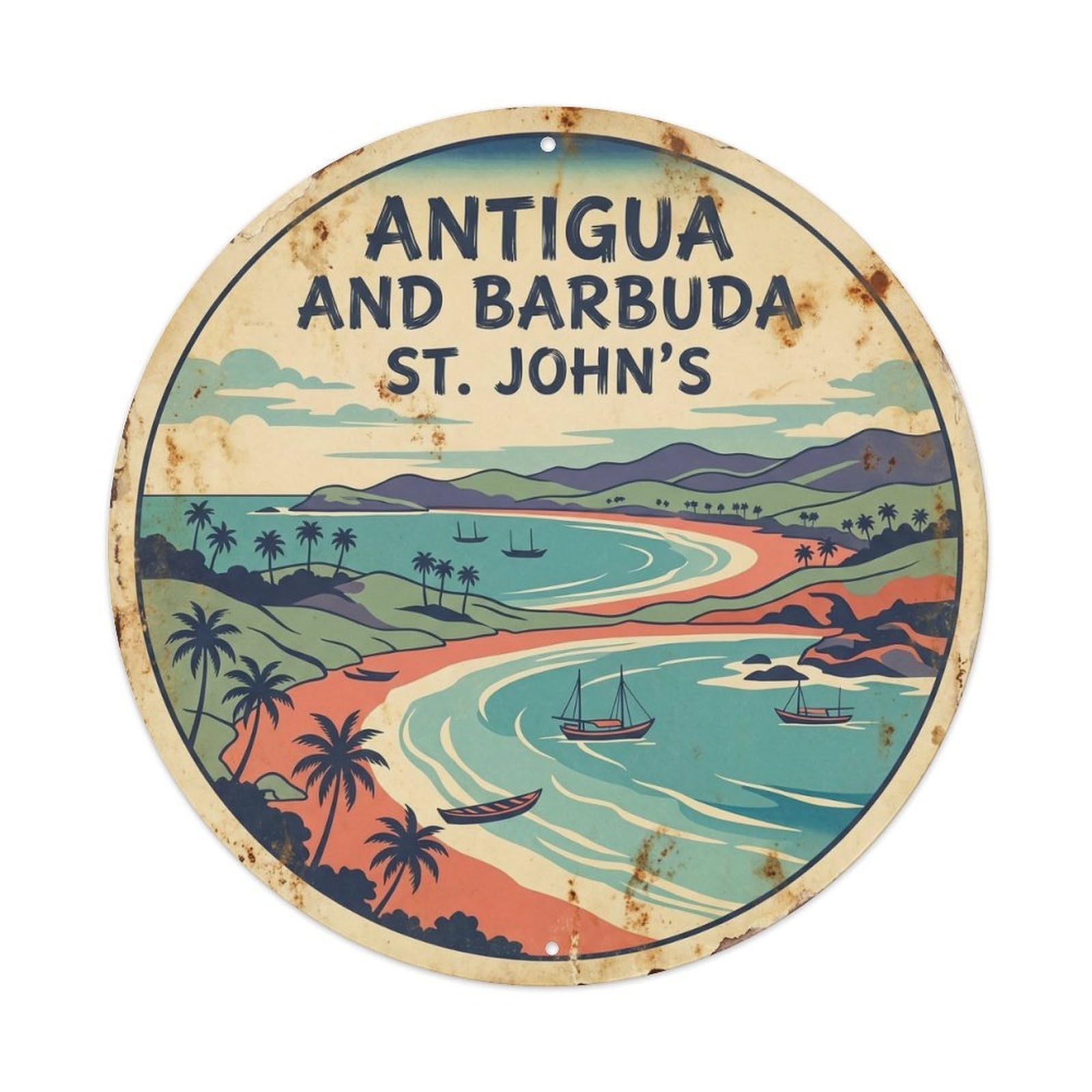 Caribbean Travel Antigua And Barbuda Saint John Lagoon Metal Tin Sign