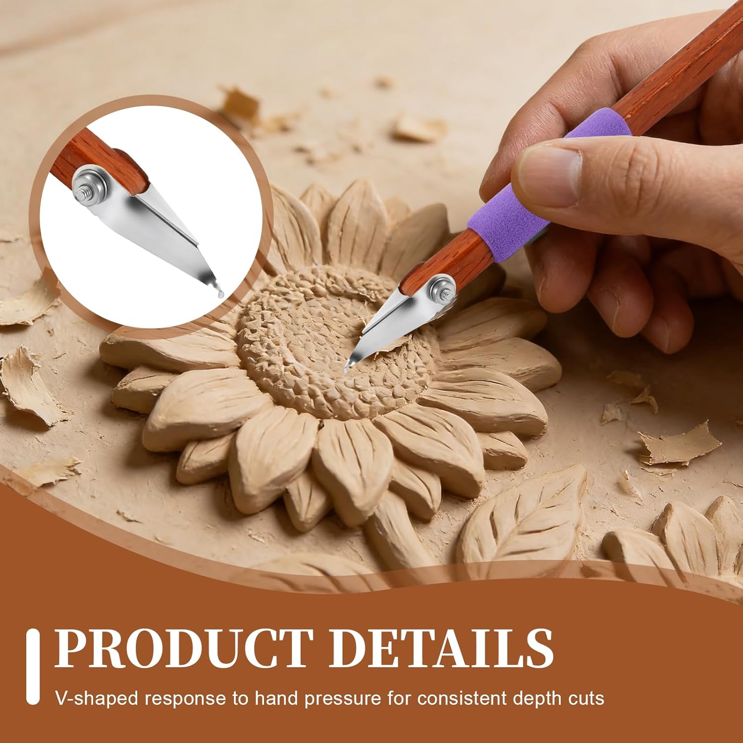 GtohHavea Professional Pottery Carving Tool with Durable Cutting Head, for Clay Sculpting, Sgraffito, Mishima & Ceramic Trimming (4Pcs)