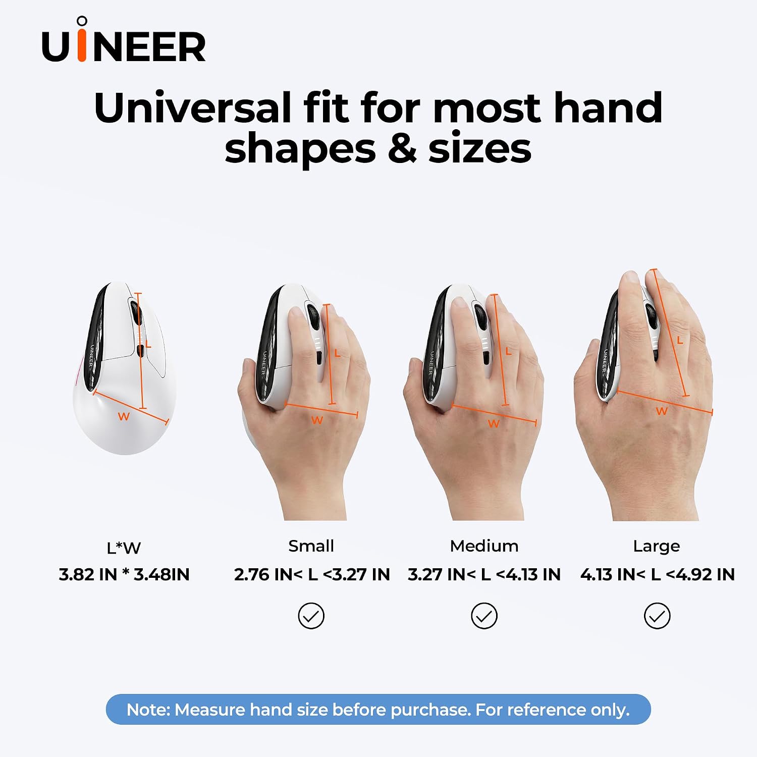 Uineer Ergonomic Wireless Vertical Mouse, Tri-Mode Bluetooth 5.0/4.0 and 2.4G USB, Rechargeable Silent Computer Mouse for Laptop, MacBook, iPad and PC, 4 DPI Levels, LED Light, 3-Device Switching 9 71Rca4Uro2L. AC SL1500