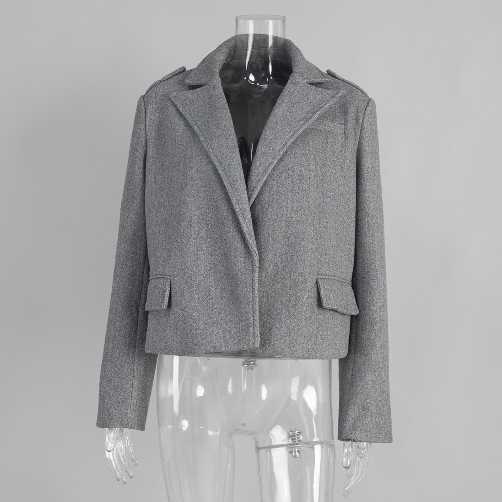 Blazer Casual Da Donna, Manica Lunga Modello Boyfriend Vestibilità Comoda Aperto Sul Davanti Giacche Corte