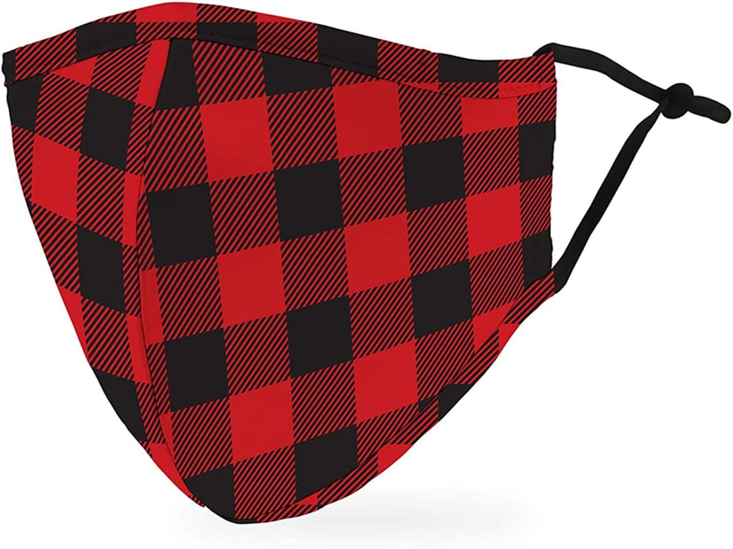 Aoliks Face M - Cloth Re-Usable Reversible Face M - 3 Layer Reusable Face Mouth M with Adjustable Ear Loops Washable Dust M for Women (Plaid-Red)