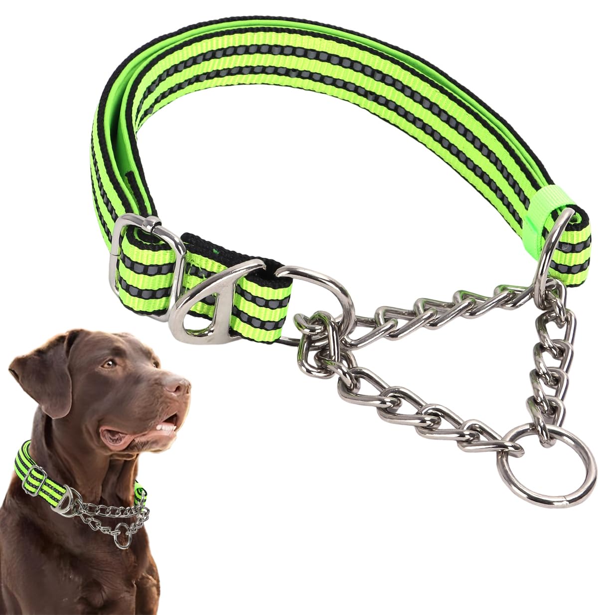 Martingale Collar for Dogs Reflective Nylon Dog Chain Collars Adjustable Heavy Duty Martingale Collar for Training Medium Large Breed Dogs