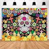 Vista 1 de MEHOFOND Telón de fondo del Día de los Muertos para fiesta mexicana, Día de los Muertos, decoración de fiesta de cumpleaños, suministros