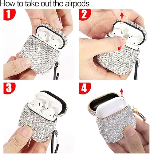 Miniatura 8 de Funda moderna de lujo para AirPods 2020, con diamantes de imitación y llavero, funda protectora de cristal premium a prueba de golpes, para carga de