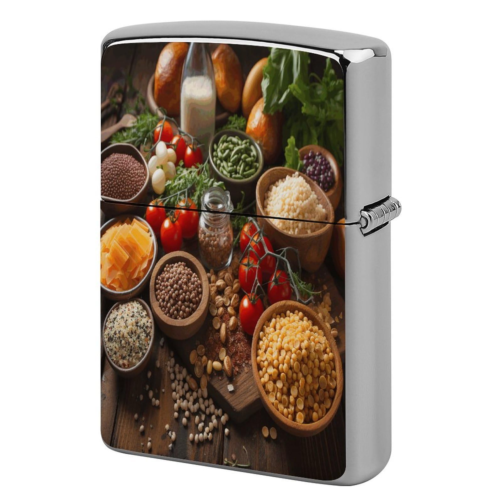 Fodpand Style Farmhouse Food Pictures Metal Lighter Case Cover Lighter Sleeve