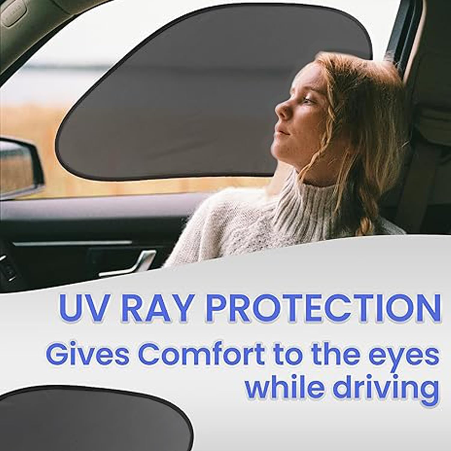 Car Rear Window Sunshade Screen - Premium Quality Mesh Cover, Blocks UV, Cling Back Surface, No Suction Cups Needed, for Baby, Pets and Kids Zento Deals (Side Sunshade)