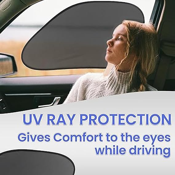 Car Rear Window Sunshade Screen - Premium Quality Mesh Cover, Blocks UV, Cling Back Surface, No Suction Cups Needed, for Baby, Pets and Kids Zento Deals (Side Sunshade)