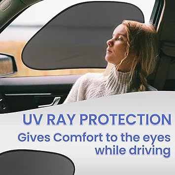 Car Rear Window Sunshade Screen - Premium Quality Mesh Cover, Blocks UV, Cling Back Surface, No Suction Cups Needed, for Baby, Pets and Kids Zento Deals (Side Sunshade)