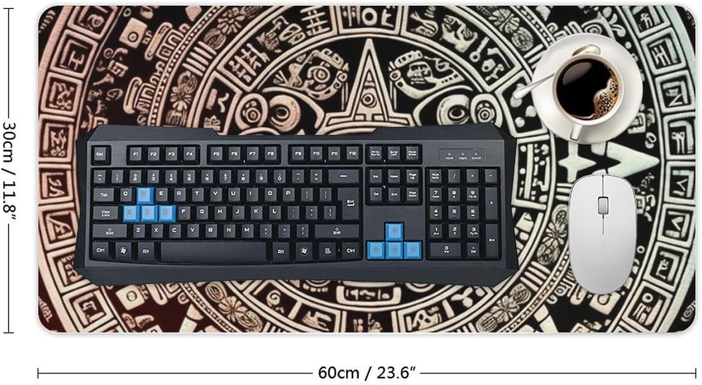 Large Mayan Calendar End of The World Desk Mat 24x12 Inch Waterproof Non-Slip Rubber Desk Pad for Office Home Gaming Remote Work Foldable Portable Mousepad for Keyboard Laptop Desktop Accessories image 2