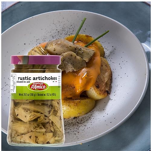 Miniatura 5 de Alcachofas rústicas en rodajas en aceite, calidad premium, seleccionado por el chef, tarro grande 24.7oz (700 g), antipasto, marca italiana premium