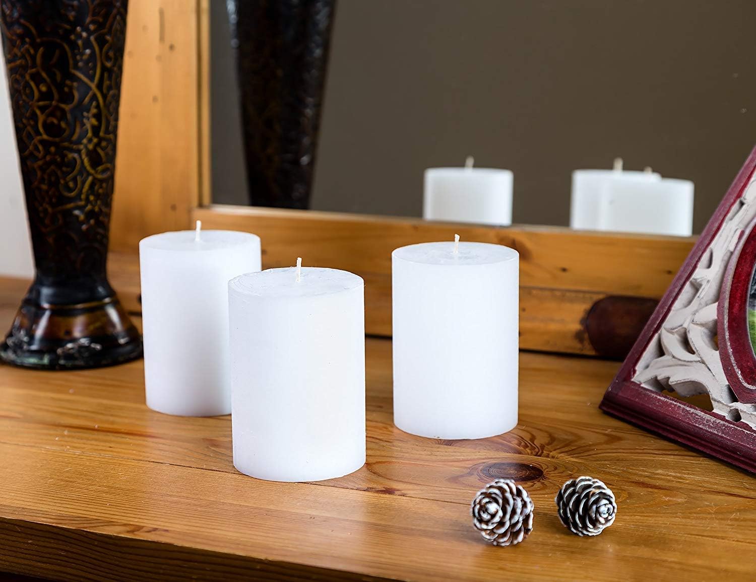 Melt Candle Co White Pillar Candles 3" x 4" Set of 3 Unscented for Weddings, Home Decoration, Relaxation, Church, Spa, Smokeless Cotton Wick : Home & Kitchen