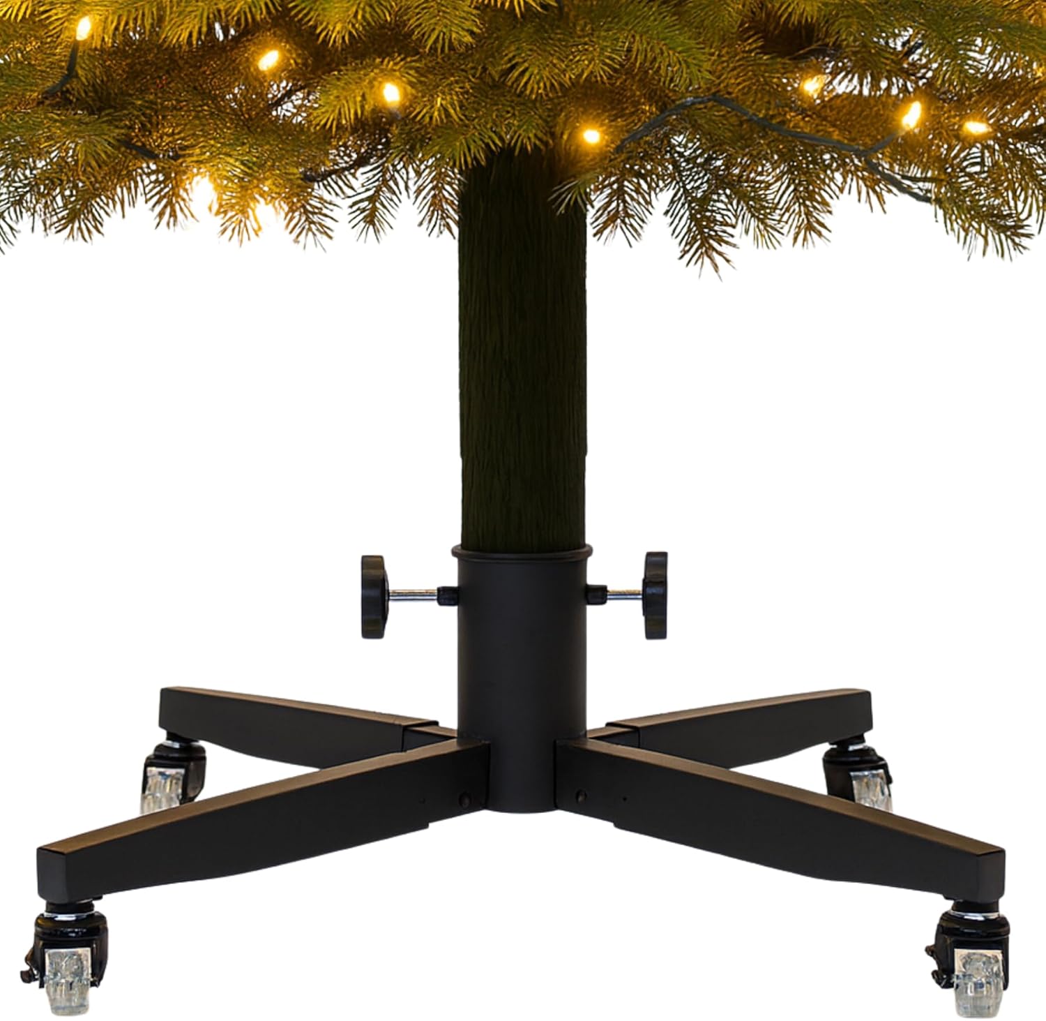 Metal Rolling Christmas Tree Stand with Heavy-Duty Caster Wheels - Premium Stand Holds up to 12-Foot-Tall Artificial Xmas Trees Universal Adjustable Base, Support 220 lbs - Compatible with Most Upright Tree Bags Up to 12ft