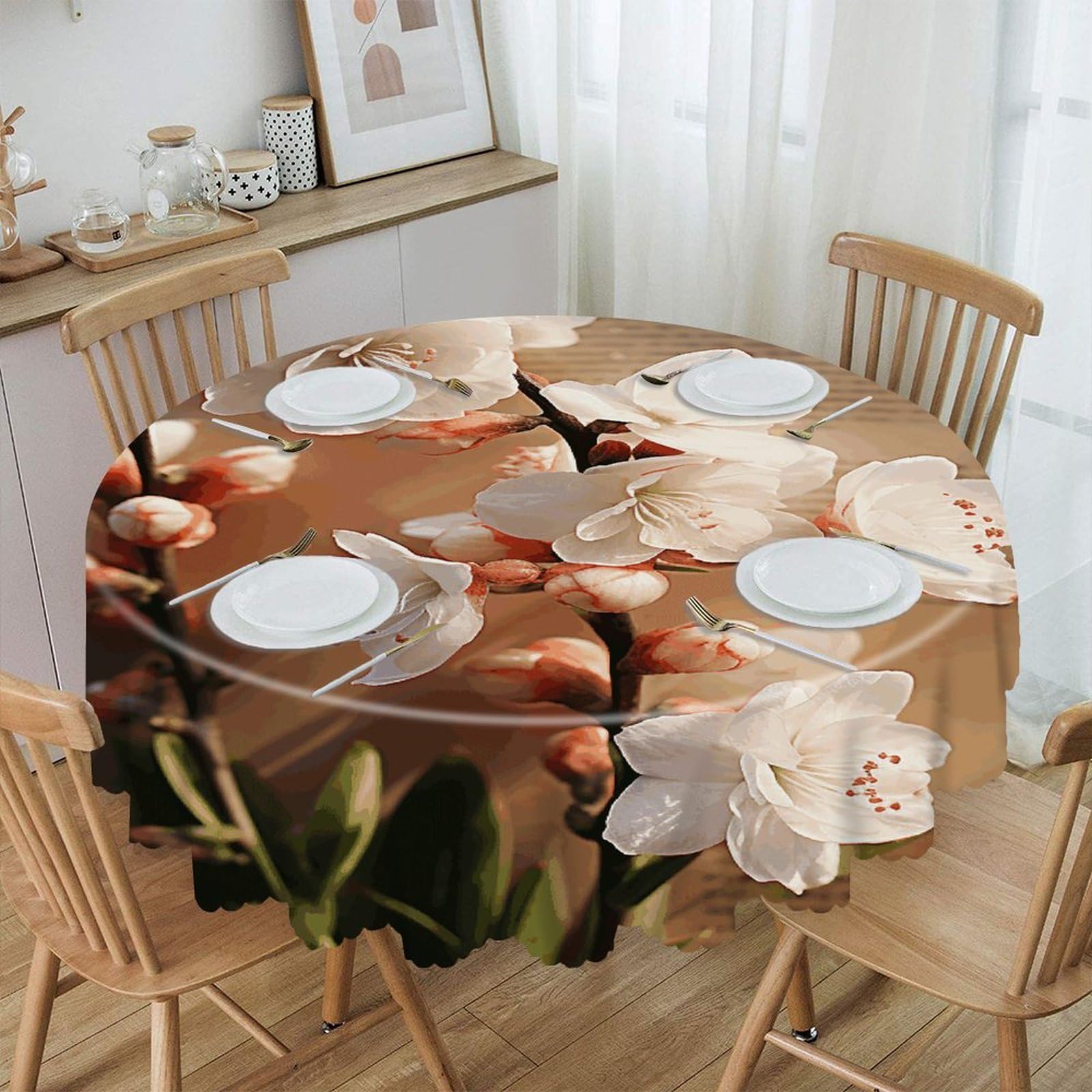 VstaDank - 60 inch round tablecloth easy clean round thick decorative polyester tablecloth for dining kitchen party farmhouse outdoor