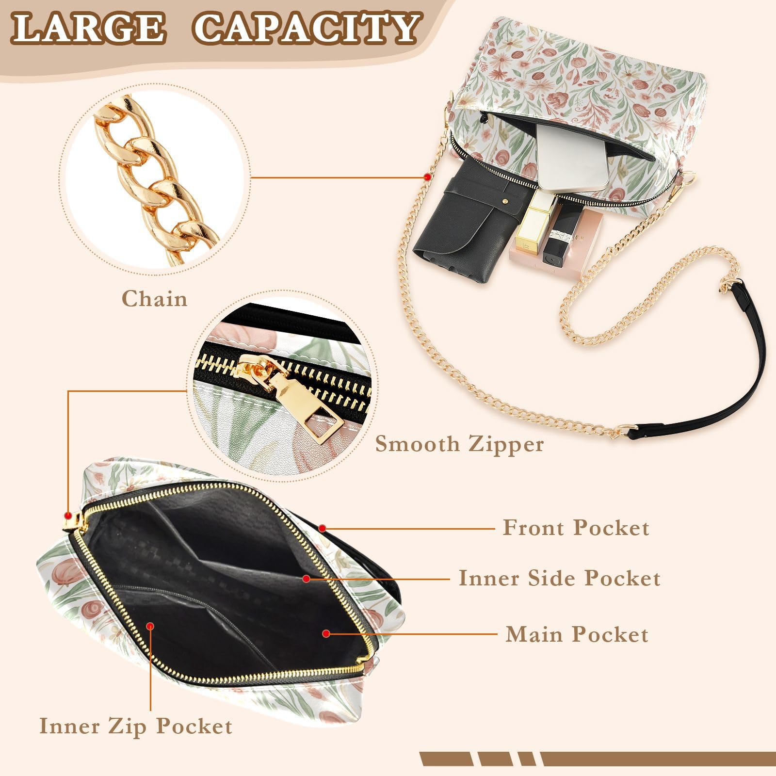Damska torebka crossbody, do codziennego użytku, do czyszczenia