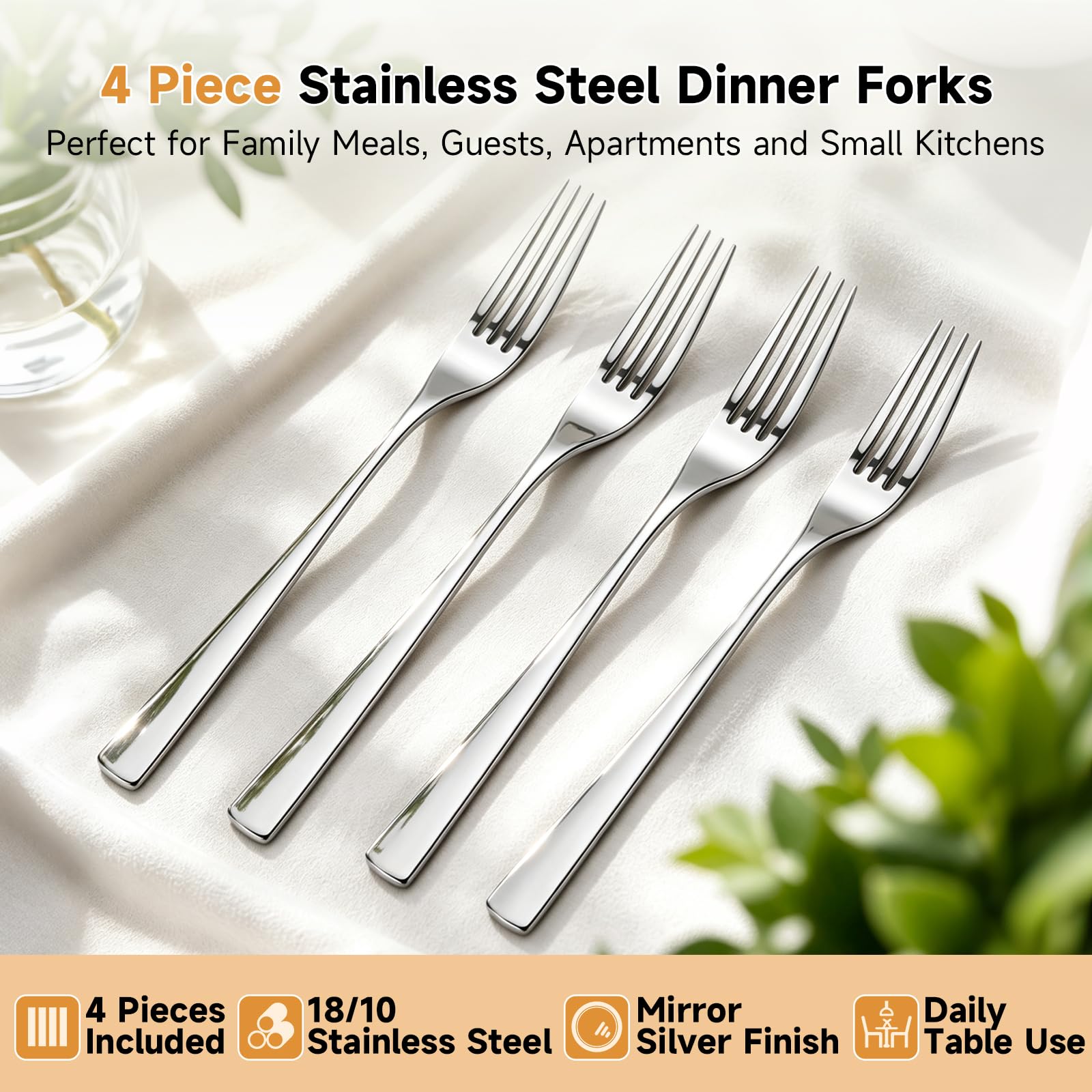 4PCS Dinner Forks, 18/10 Stainless Steel Silverware Fork Set — Amazon image 3