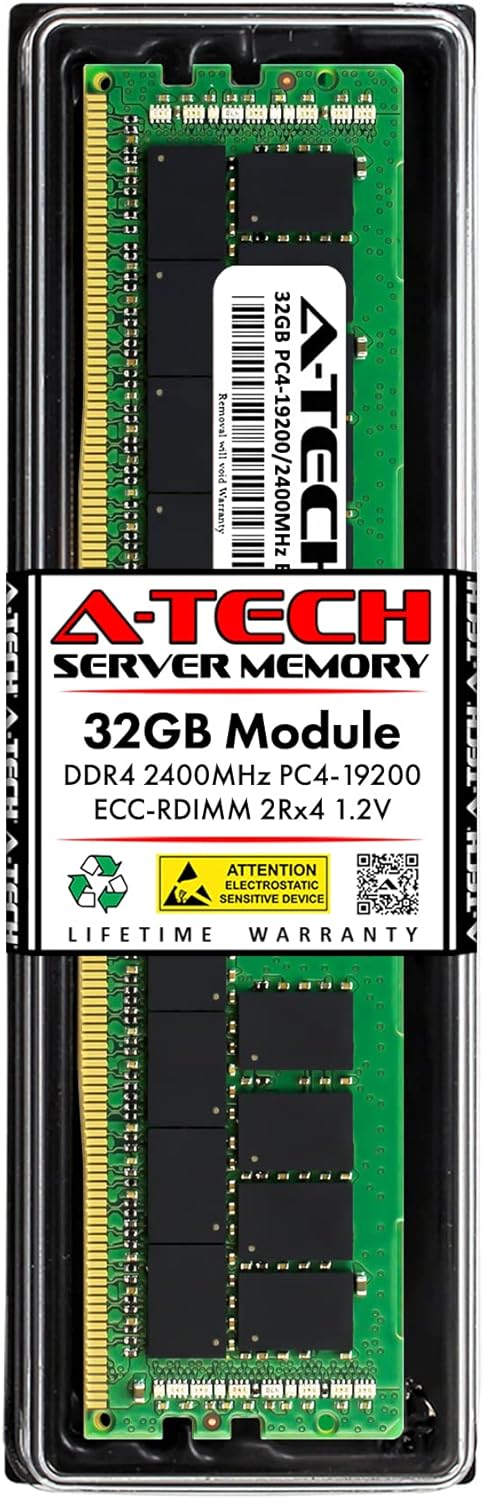 A-Tech 32GB RAM Replacement for Dell SNPCPC7GC/32G, A8711888, CPC7G, 0CPC7G | DDR4 2400MHz PC4-19200 2Rx4 ECC Registered RDIMM Single Server Memory Module A-Tech 32GB RAM Replacement for Dell SNPCPC7GC/32G, A8711888, CPC7G, 0CPC7G | DDR4 2400MHz PC4-19200 2Rx4 ECC Registered RDIMM Single Server Memory Module