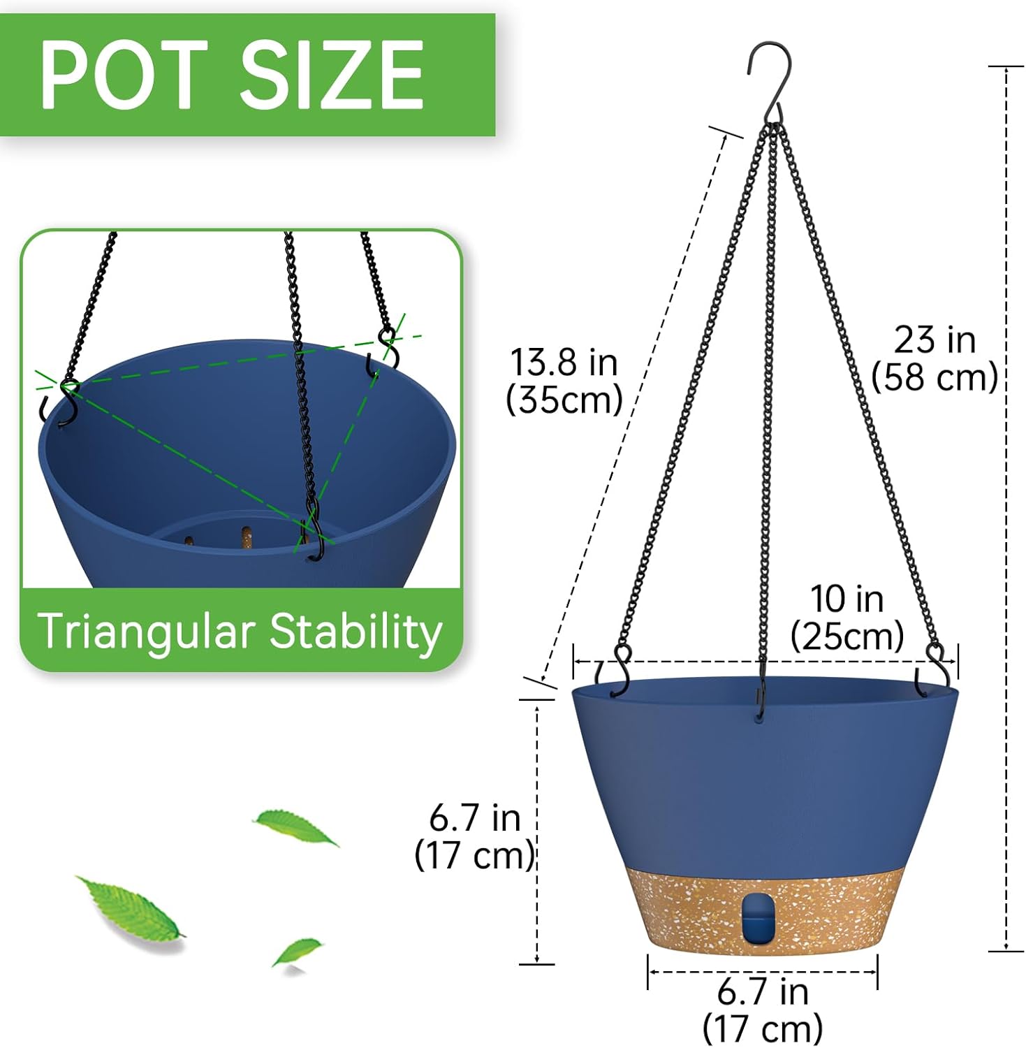 ZMTECH 2 Pack 10 Inch Hanging Planters for Indoor Plants, Modern Hanging Planter with Visible Water Level Window & Removable Tray, Decorative Plant Hanger Indoor for Home Garden