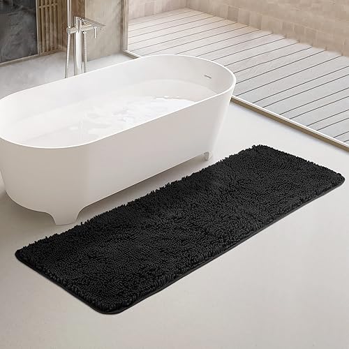 Miniatura 53 de Yeaban Alfombras de baño gris oscuro – Gruesas alfombras de baño de chenilla | Alfombras de baño absorbentes y lavables antideslizantes, alfombras