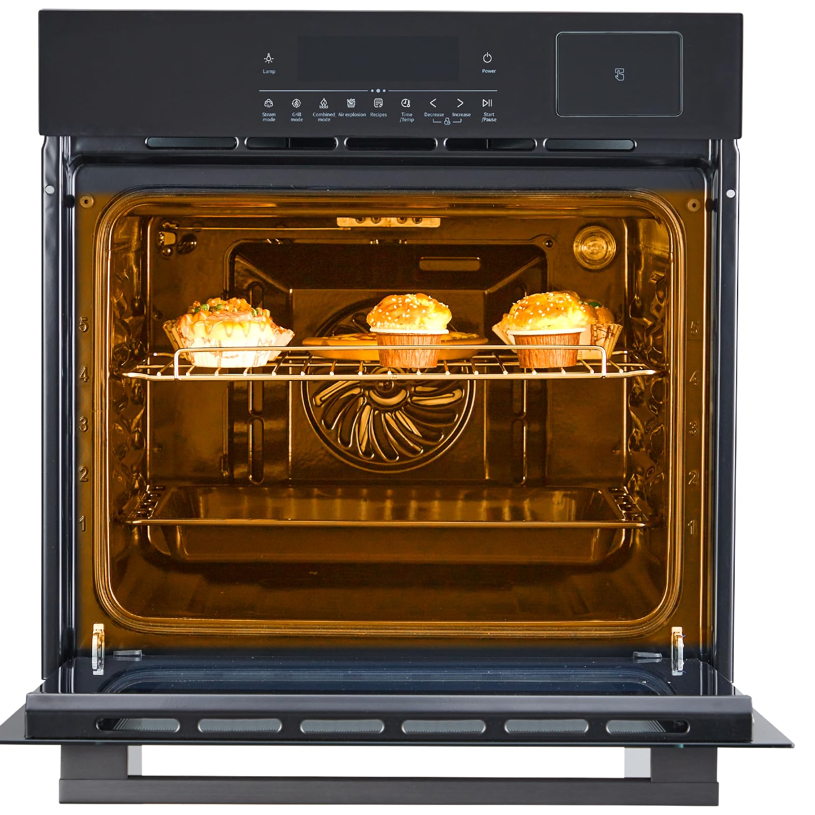 24 Inch Built-in Electric Single Wall Oven 2 5Cuft Stainless Steel Convection Oven with 8 Cooking Functions Touch