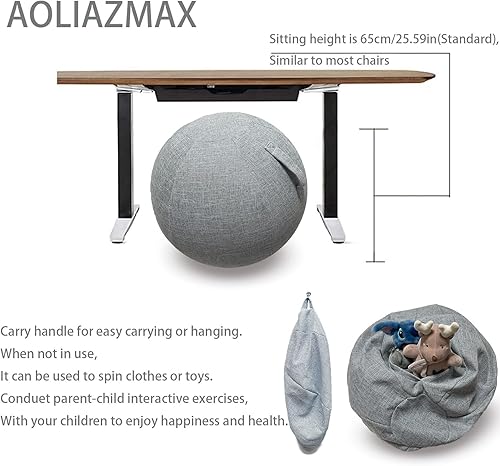 Miniatura 31 de Cubierta de bola sentada, adaptador de clavija de tapón de aire, 25.6 pulgadas y 29.5 in, bola de parto, cubierta de bola de ejercicio para bola de