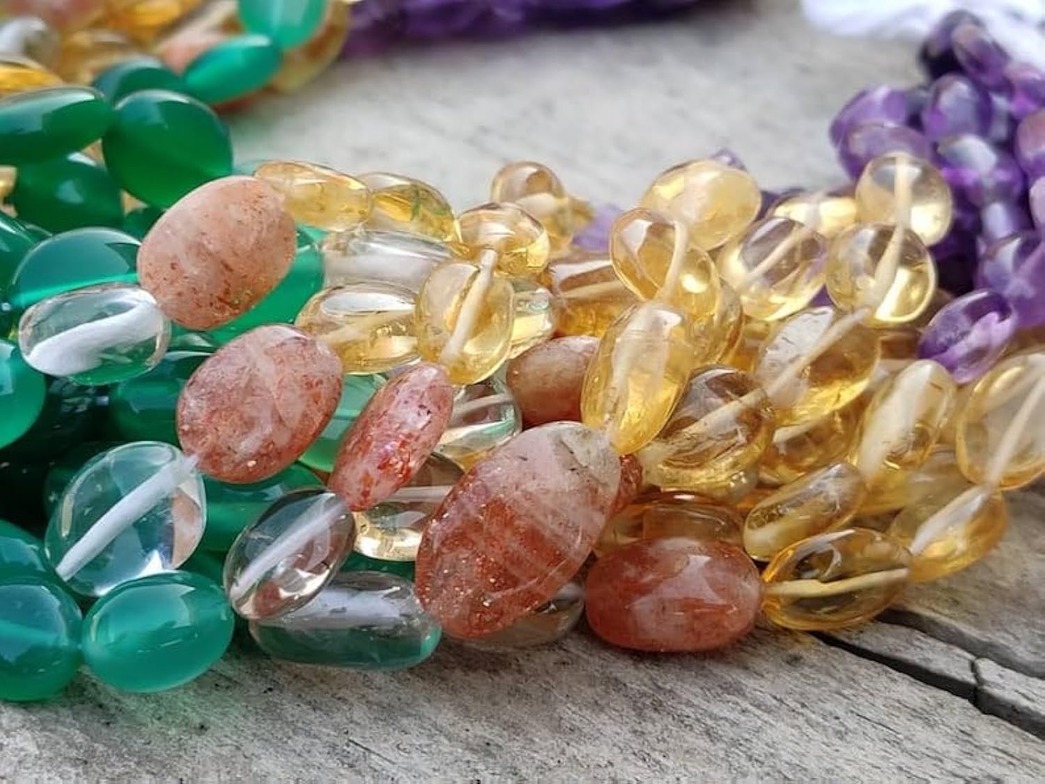 Perles ovales lisses de prestige en authentique pierre naturelle pour bracelets