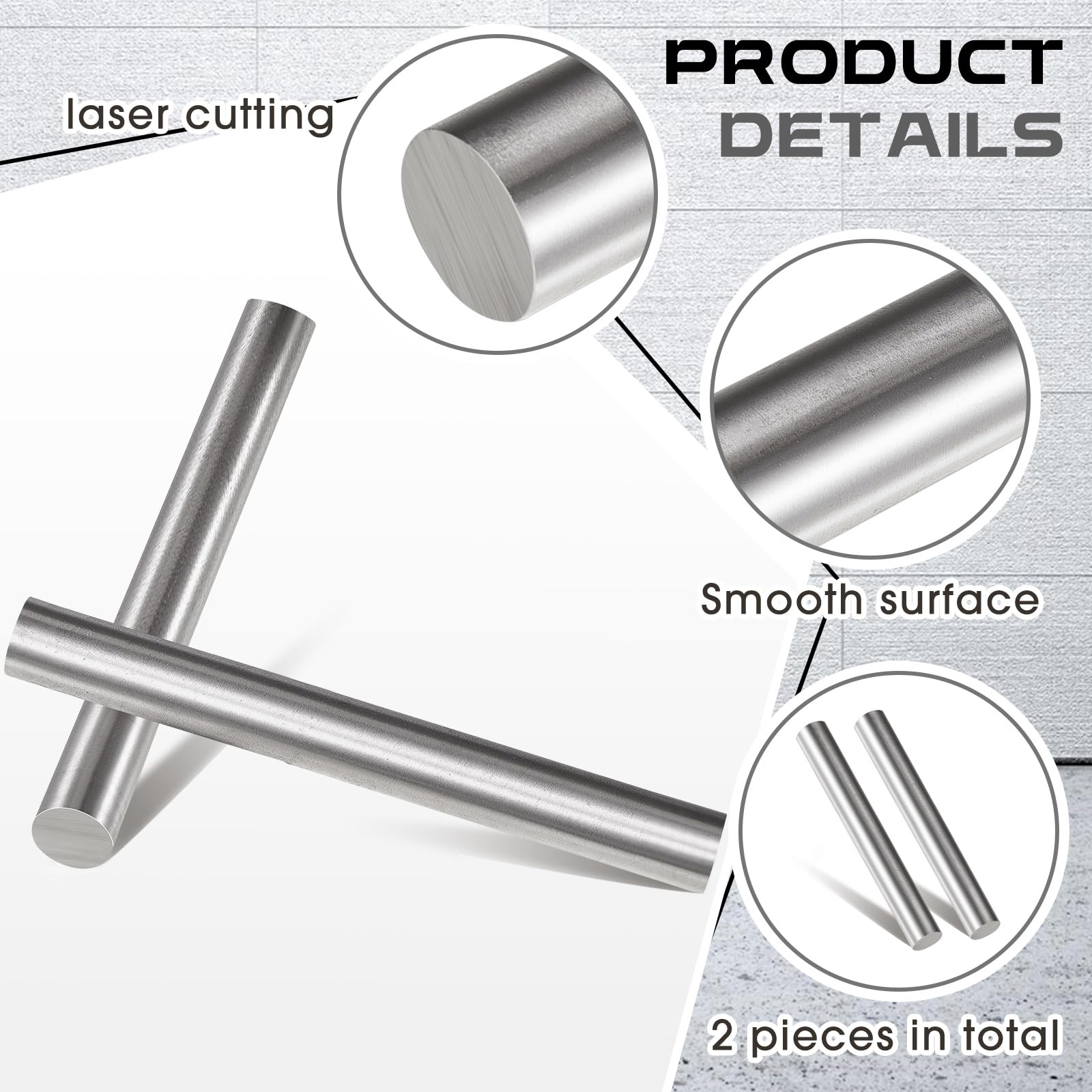 Carbon Steel Round Rods - 2 Pack, 1" Diameter -3