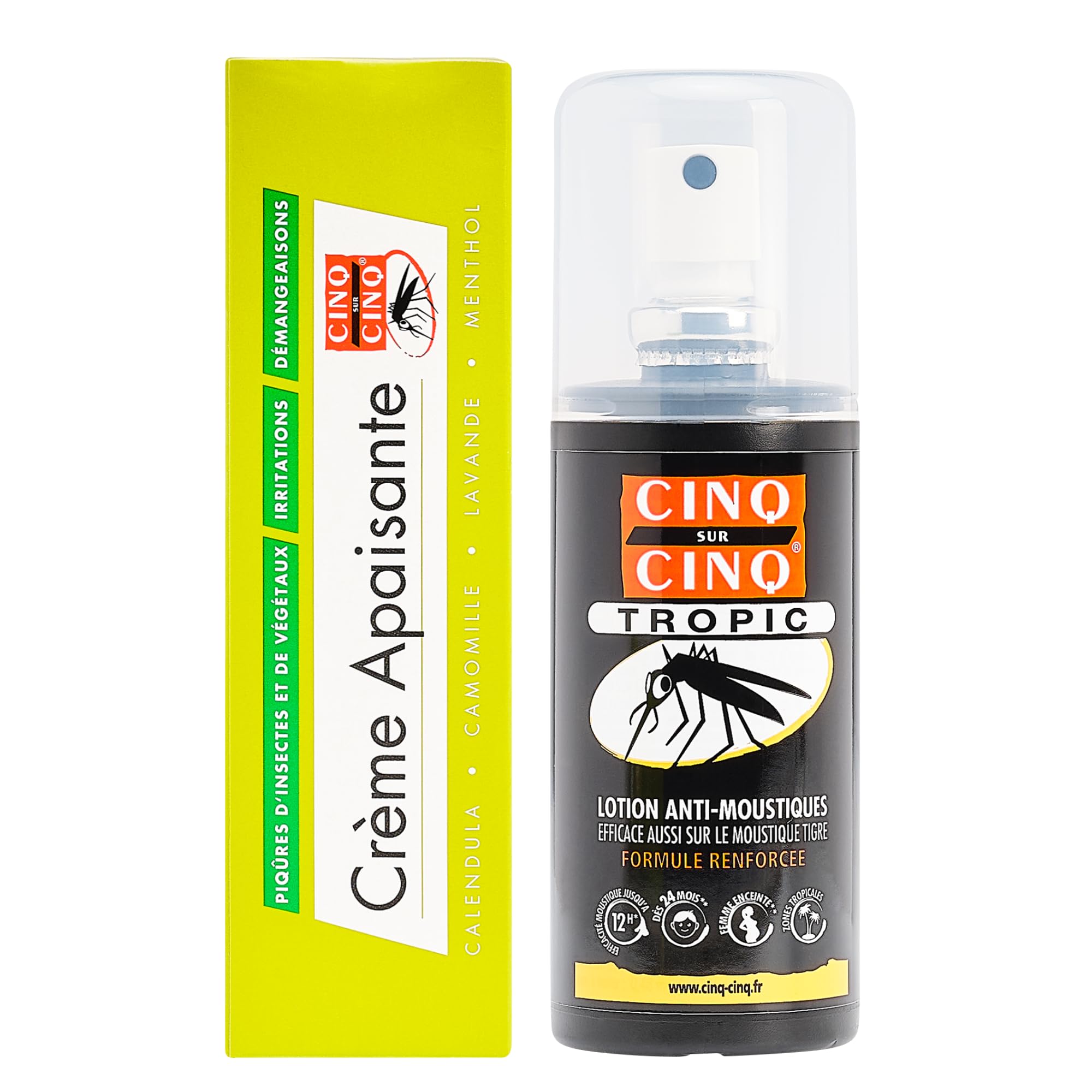 CINQ SUR CINQ Kit Promo Duo Spray Tropic Anti-Moustiques 75 ml + Crème Apaisante Piqûres 40 g – Protection Jusqu’à 14h
