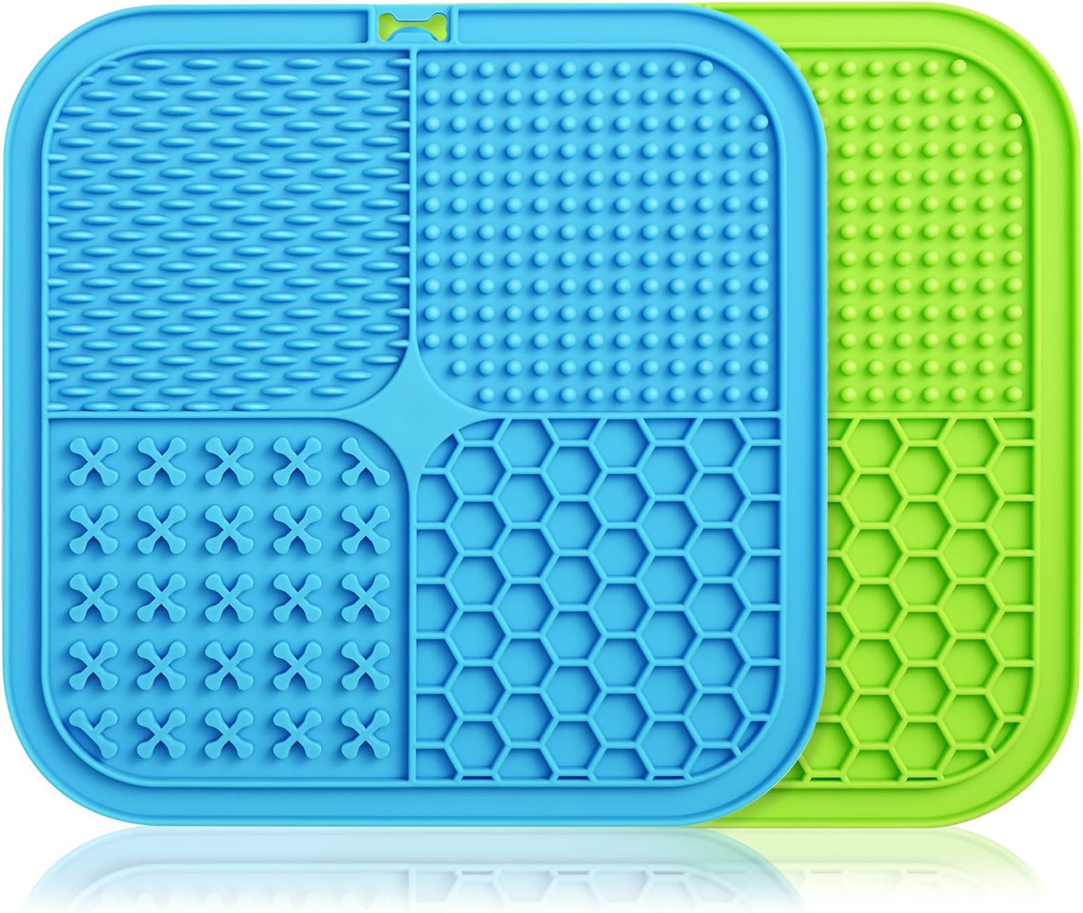 Licking Mat for Dogs, 2-Pack Slow Feeder Bowls, Boredom & Anxiety Reducer, Puzzle Enrichment Toys, Food Mat With Suction Cup for Bathing, Grooming, and Nail Trimming, BPA-Free, Non-Toxic