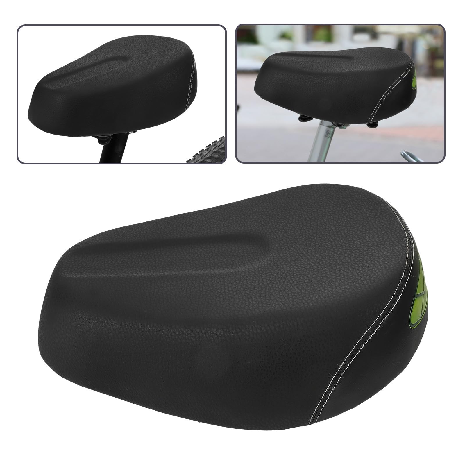 Selle de Vélo Électrique Confortable Noire en Mousse et Cuir PU, Légère et Facile à Monter, Coussin de Selle Surdimensionné pour Longues Balades