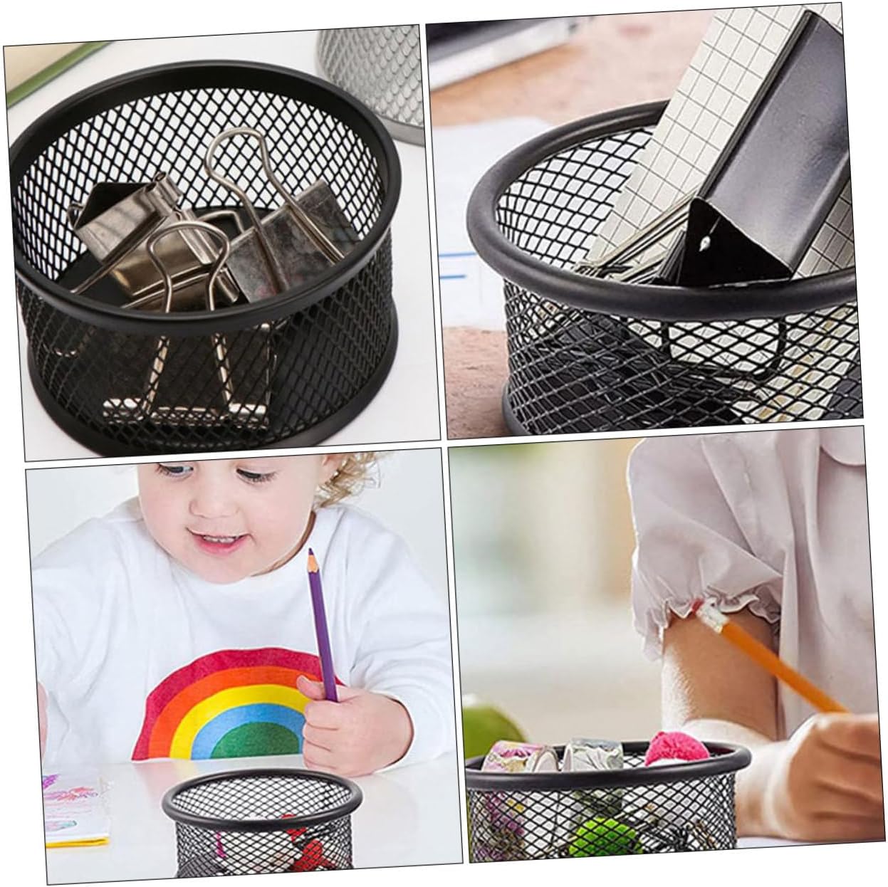 3pcs Multi-functional Mesh Design Paper Clip Storage Basket Organize Office Supplies Wire Holder for Desk for Paper Clips Thumbtacks and More