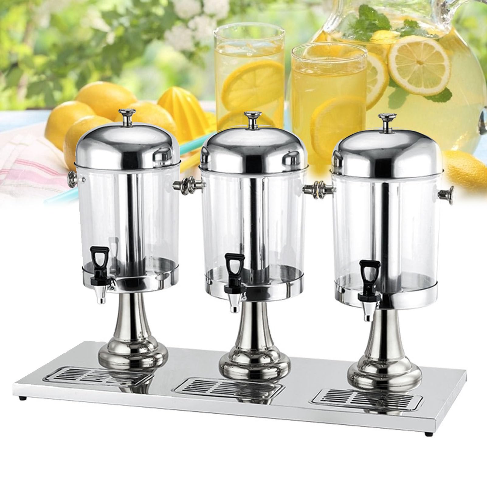 Máquina comercial de bebidas frías, Dispensador de bebidas de acero inoxidable de 24 litros con grifo, para fiestas, eventos, catering, restaurante, servicio en casa, jugo (Silver)