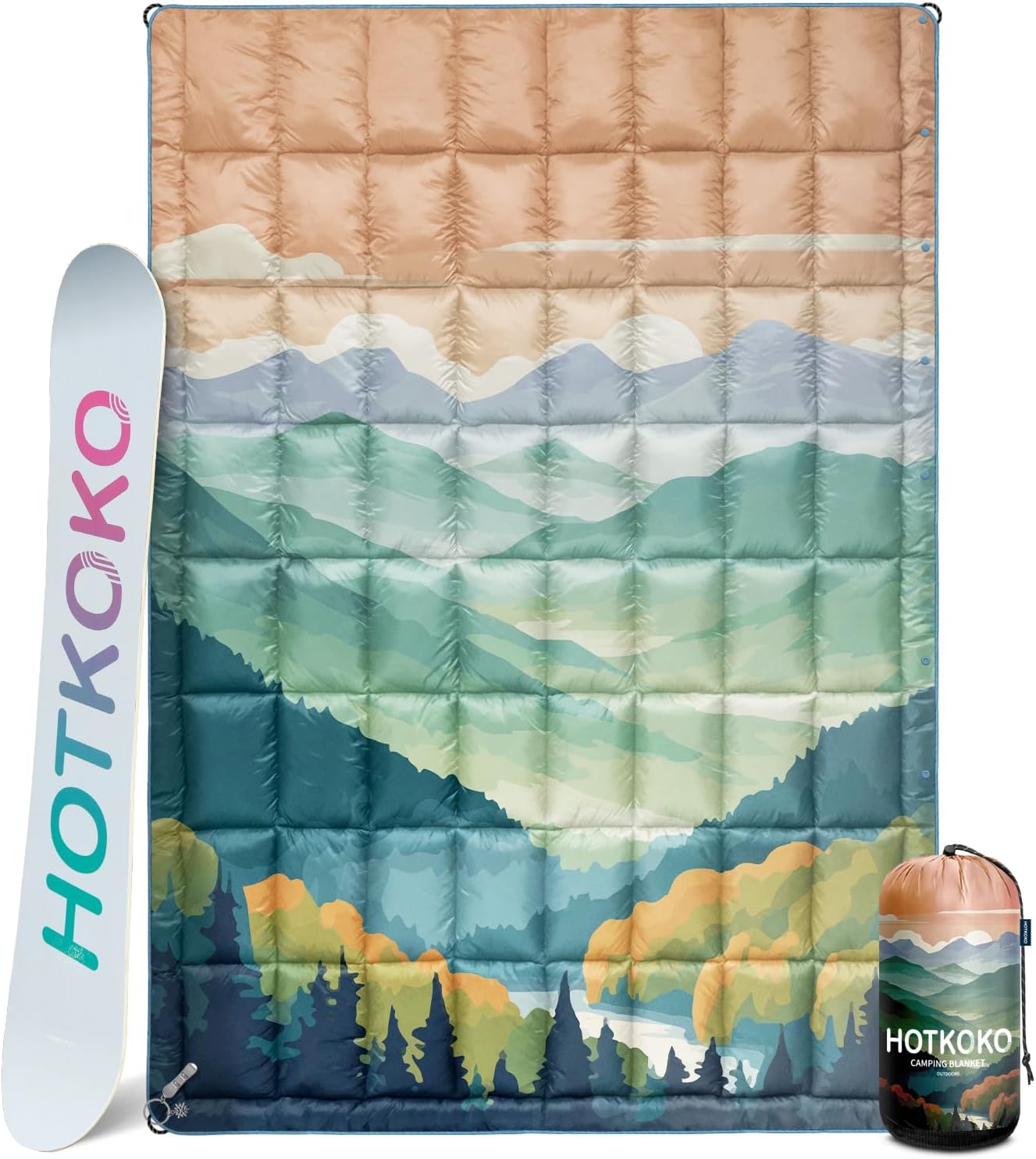 Down Camping Blanket,Warm Puffy Lightweight Camp Blanket Outdoor Travel Quilt for Sleep,Stadium, Hiking & Festivals | Water Resistant, Packable & Compact