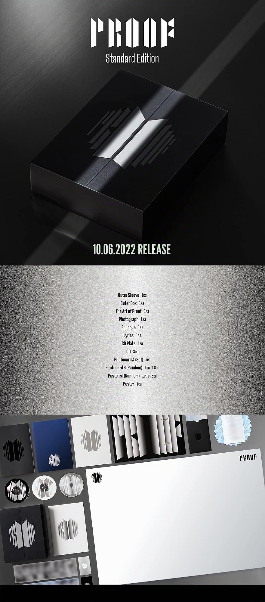 Big Hit Entertainment BHE0117 BTS BANGTAN BOYS Proof Standard + Compact Edition Set [BTS Anthology Album] 6 CD + 1 Faltposter + Extra Fotokartenset 188 x 250 x 59 mm