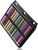 YOUSHARES 54 Slots Pencil Sleeve - Standard 3 Ring Binder Designed Pencil Page Compatible with 216 Slots Pencil Case for Watercolor Pencil, Gel Pen & Cosmetic Brush (Black)