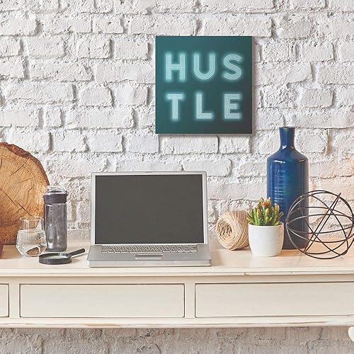 Miniatura 3 de Stupell Industries Neon Hustle Fashion - Lienzo decorativo para pared, diseño moderno de palabras azules, 17 x 17, multicolor