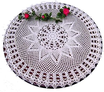 Laivigo New Handmade Crochet Lace Round Table Cloth Doilies Doily,24 Inch,White
