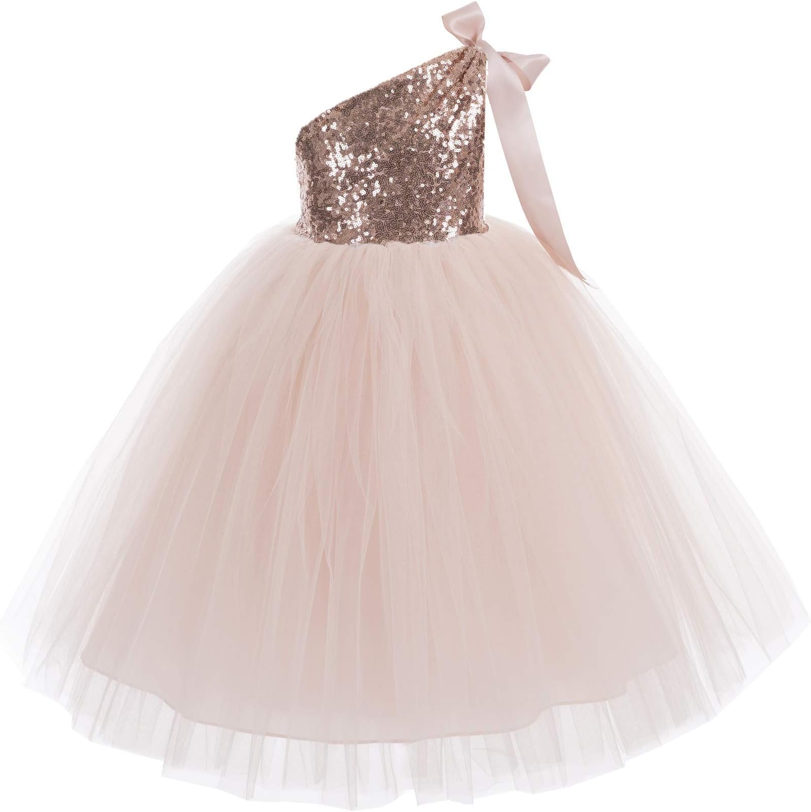 One-Shoulder Sequin Tutu Flower Girl Dress Corset Dress Wedding Pageant Dresses Ball Gown Tutu Dresses