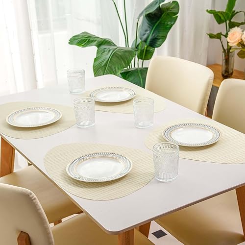 Miniatura 6 de FunWheat Juego de 6 manteles individuales de vinilo lavables para mesa de comedor, manteles tejidos duraderos de 17 x 13.4 pulgadas, fáciles de