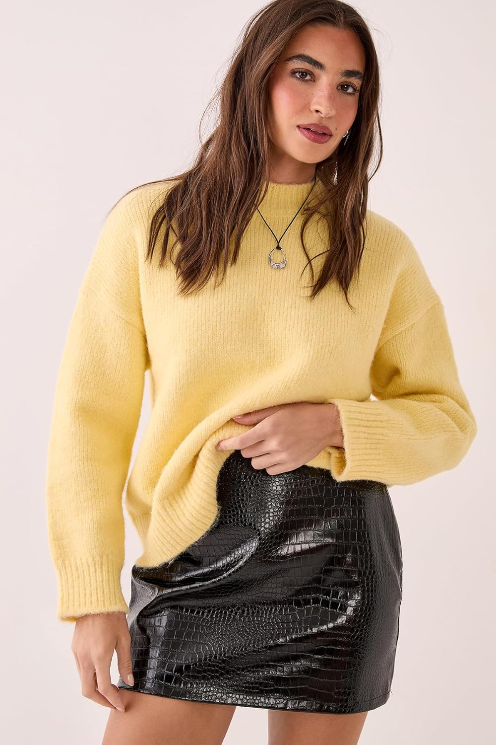 Nasty Gal Croc Vinyl Faux Leather Mini Skirt