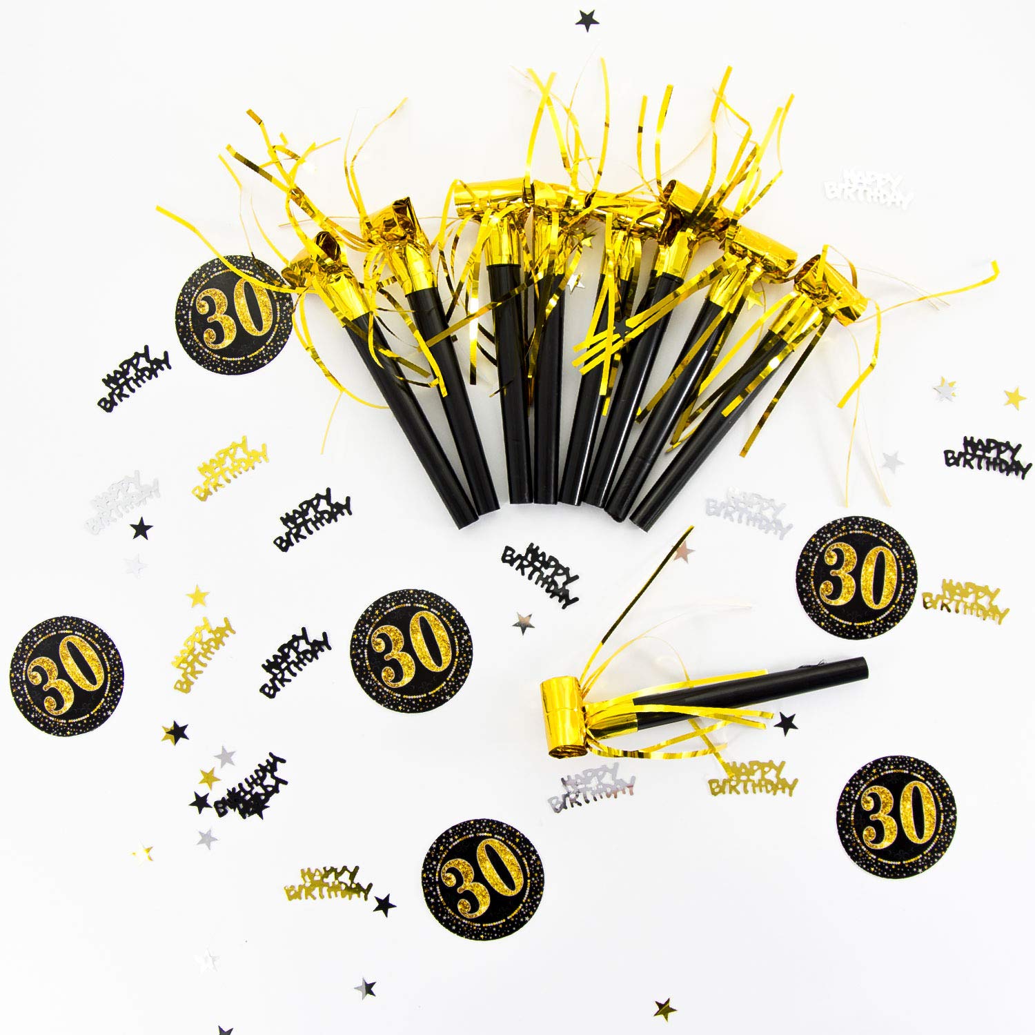 LEEQBCR 200 PCS Coriandoli 30° Compleanno Decorazione,30° Compleanno Donne Uomini Coriandoli,Decorazione Tavolo 30° Compleanno,Coriandoli Sparso Decorazione Compleanno Oro Nero,Coriandoli Glitterati