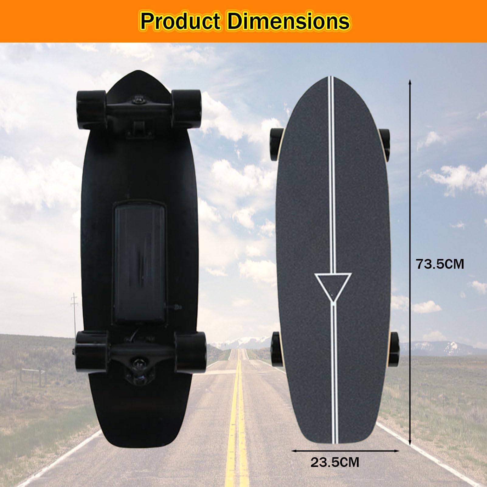 Skateboard électrique, vitesse maximale jusqu'à 36 km/h, portée jusqu'à 24 km, moteur moyeu 400 W/800 W, idéal pour adultes et adolescents