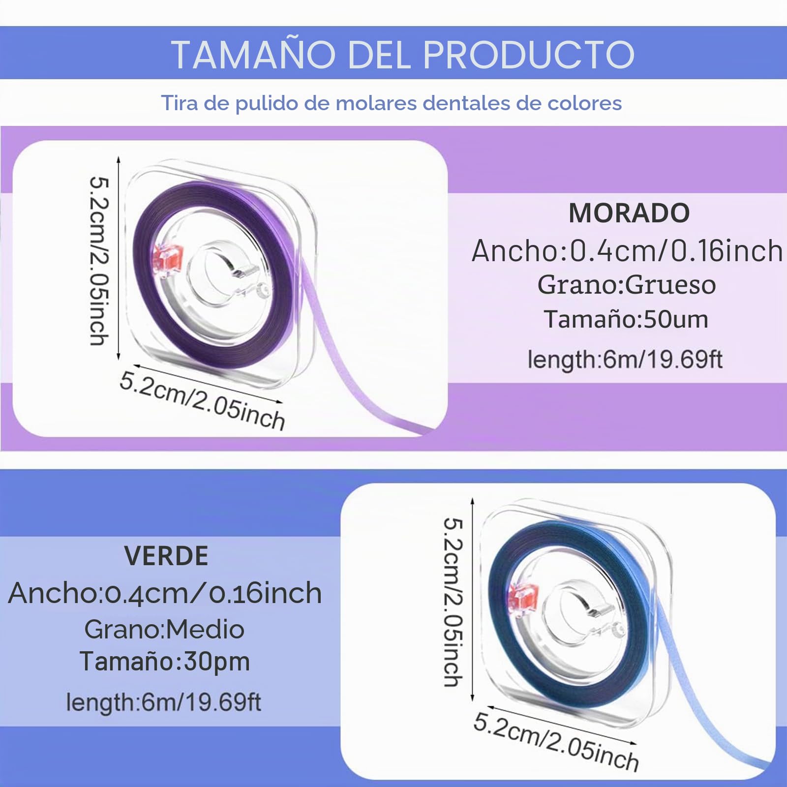 Tiras de Pulido Dental 2 pcs, Rodillo Abrasivo para Lijado de Dientes, Archivo de Resina, Papel de Lija Dental para Blanqueamiento