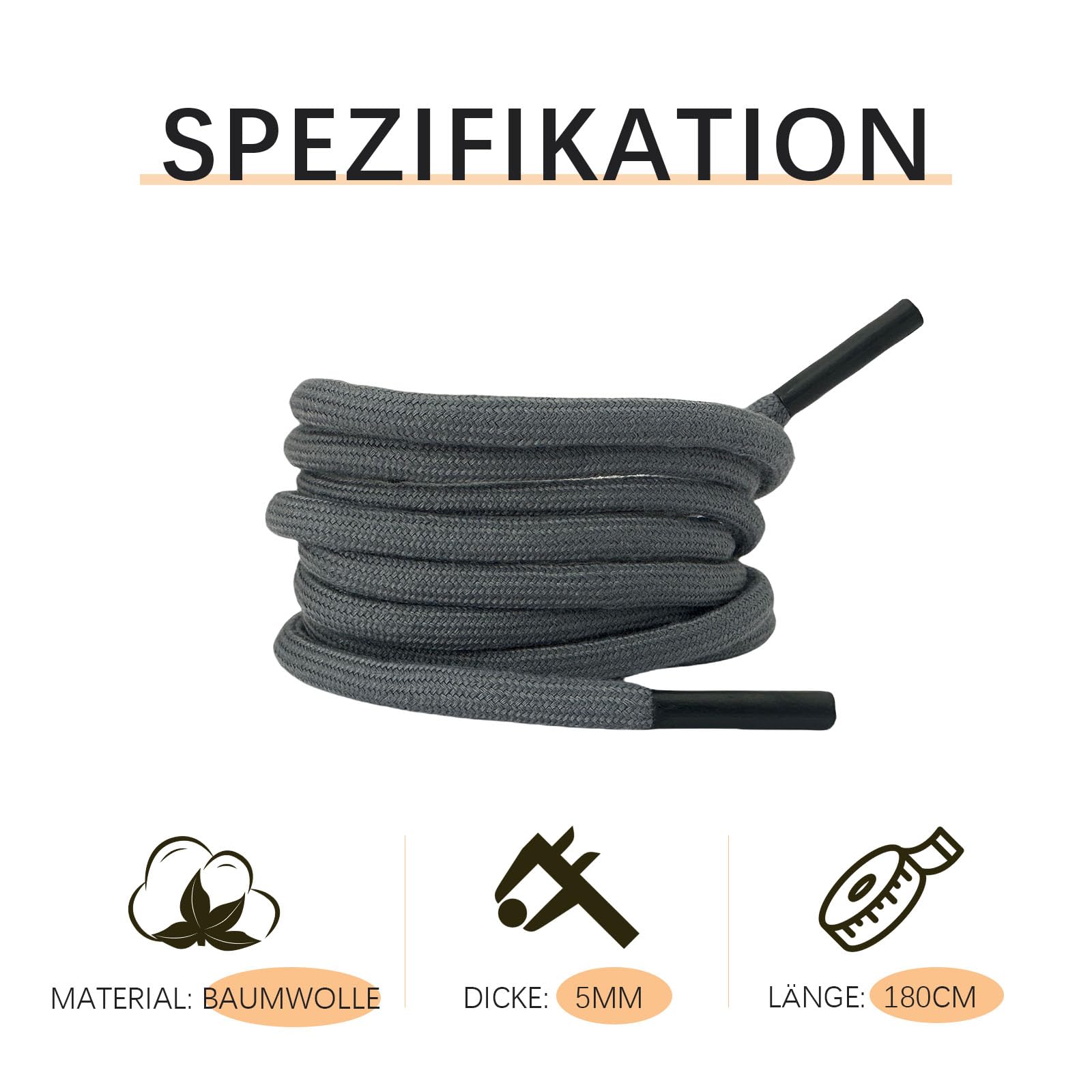 Renyiz Cordon pour Pantalon de Jogging Cordon de Serrage avec Épingle à Repasser en Coton Cordon pour Hoodies, Dunkelgrau 180cm